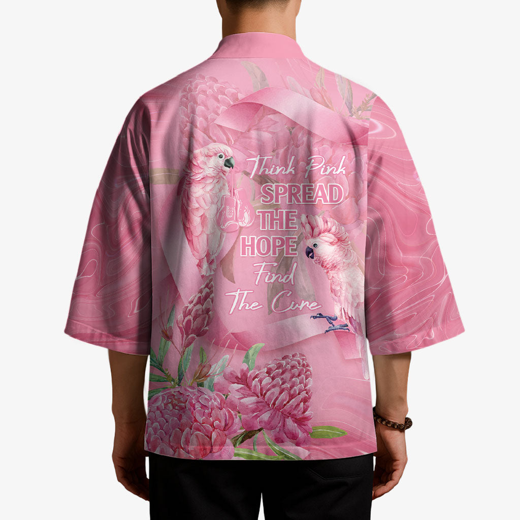 Australia Breast Cancer Support Kimono Think Pink Cockatoos Ribbon