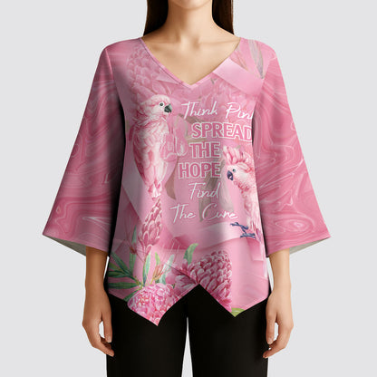 Australia Breast Cancer Support Kimono Sleeve Blouse Think Pink Cockatoos Ribbon