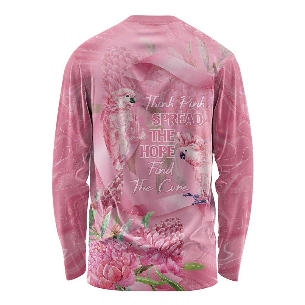 Australia Breast Cancer Support Long Sleeve Shirt Think Pink Cockatoos Ribbon