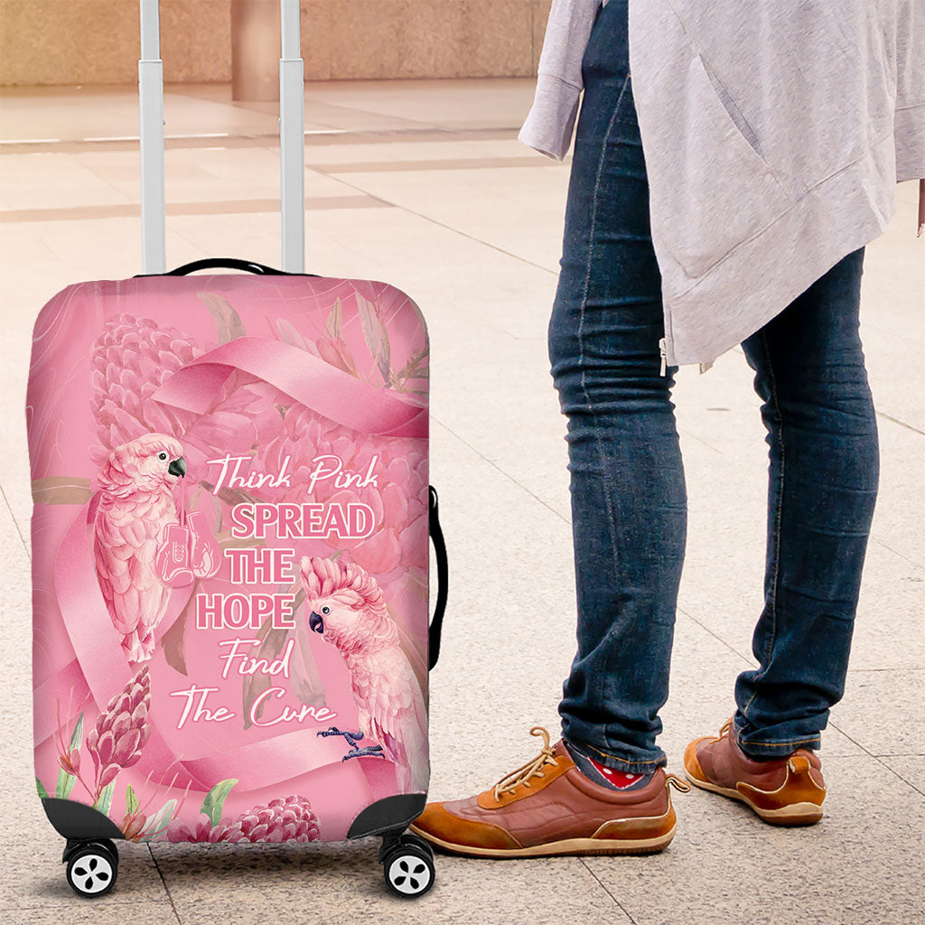 Australia Breast Cancer Support Luggage Cover Think Pink Cockatoos Ribbon
