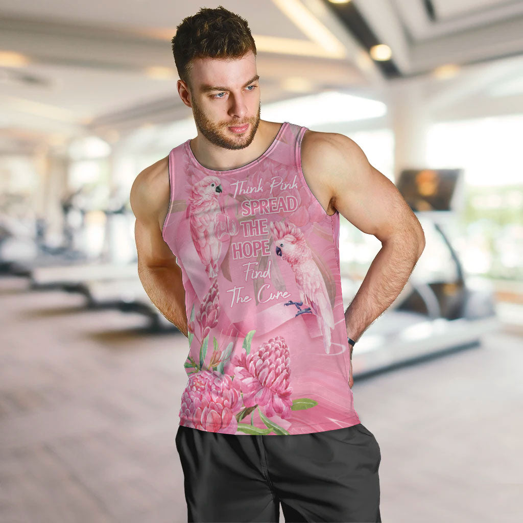 Australia Breast Cancer Support Men Tank Top Think Pink Cockatoos Ribbon