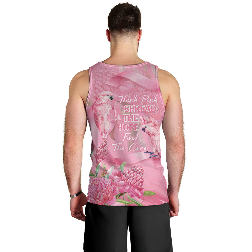 Australia Breast Cancer Support Men Tank Top Think Pink Cockatoos Ribbon