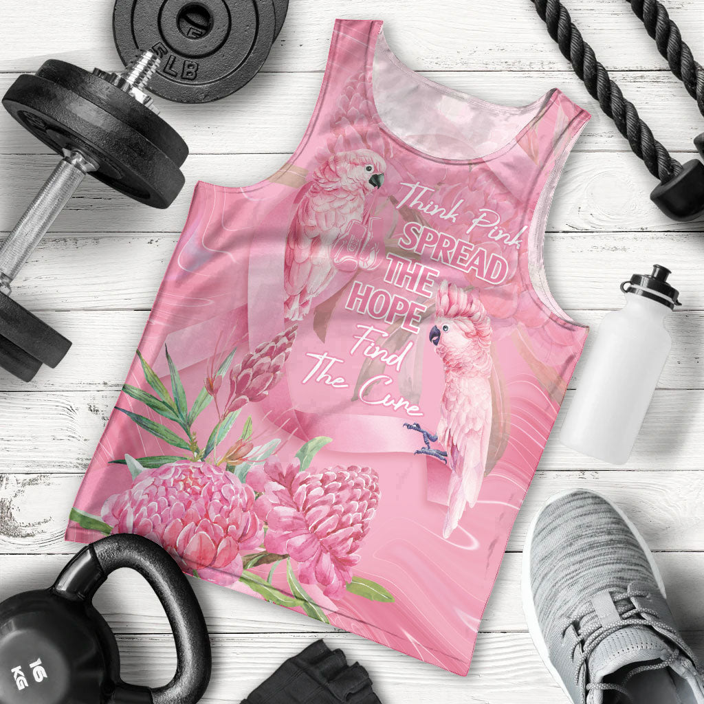 Australia Breast Cancer Support Men Tank Top Think Pink Cockatoos Ribbon