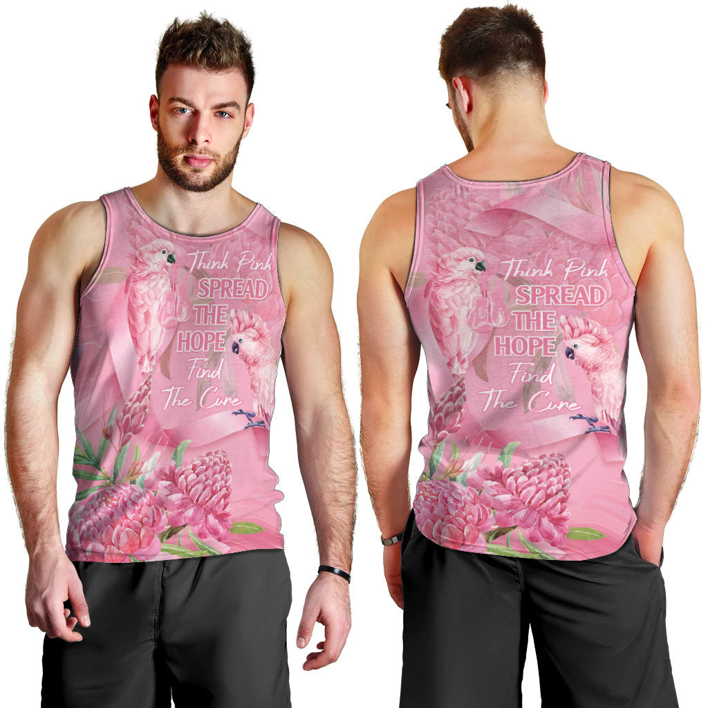 Australia Breast Cancer Support Men Tank Top Think Pink Cockatoos Ribbon