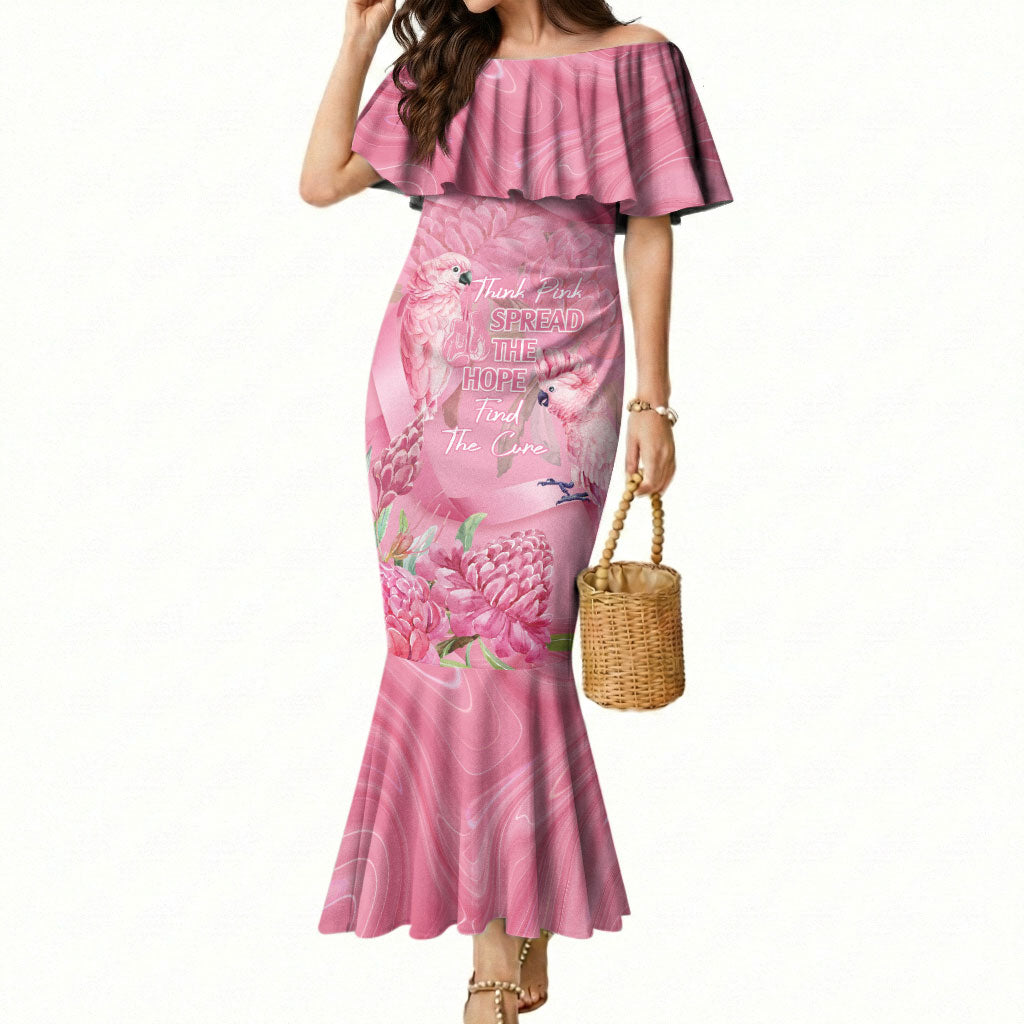Australia Breast Cancer Support Mermaid Dress Think Pink Cockatoos Ribbon