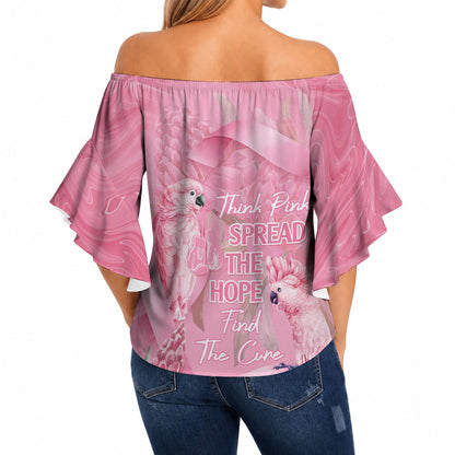 Australia Breast Cancer Support Off Shoulder Wrap Waist Top Think Pink Cockatoos Ribbon