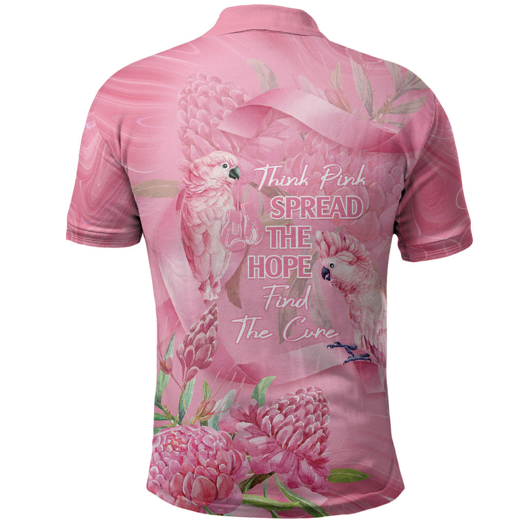 Australia Breast Cancer Support Polo Shirt Think Pink Cockatoos Ribbon