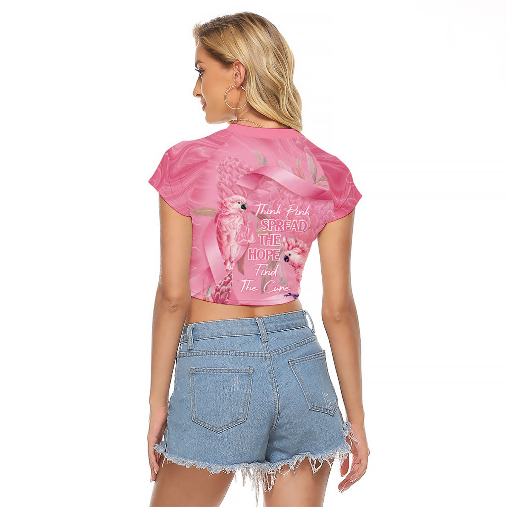 Australia Breast Cancer Support Raglan Cropped T Shirt Think Pink Cockatoos Ribbon