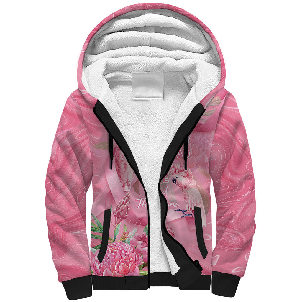 Australia Breast Cancer Support Sherpa Hoodie Think Pink Cockatoos Ribbon