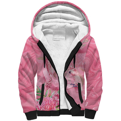 Australia Breast Cancer Support Sherpa Hoodie Think Pink Cockatoos Ribbon