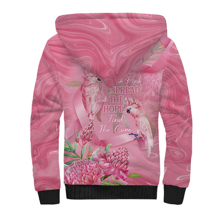 Australia Breast Cancer Support Sherpa Hoodie Think Pink Cockatoos Ribbon