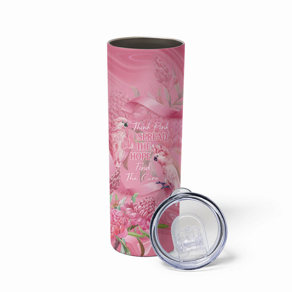 Australia Breast Cancer Support Skinny Tumbler Think Pink Cockatoos Ribbon