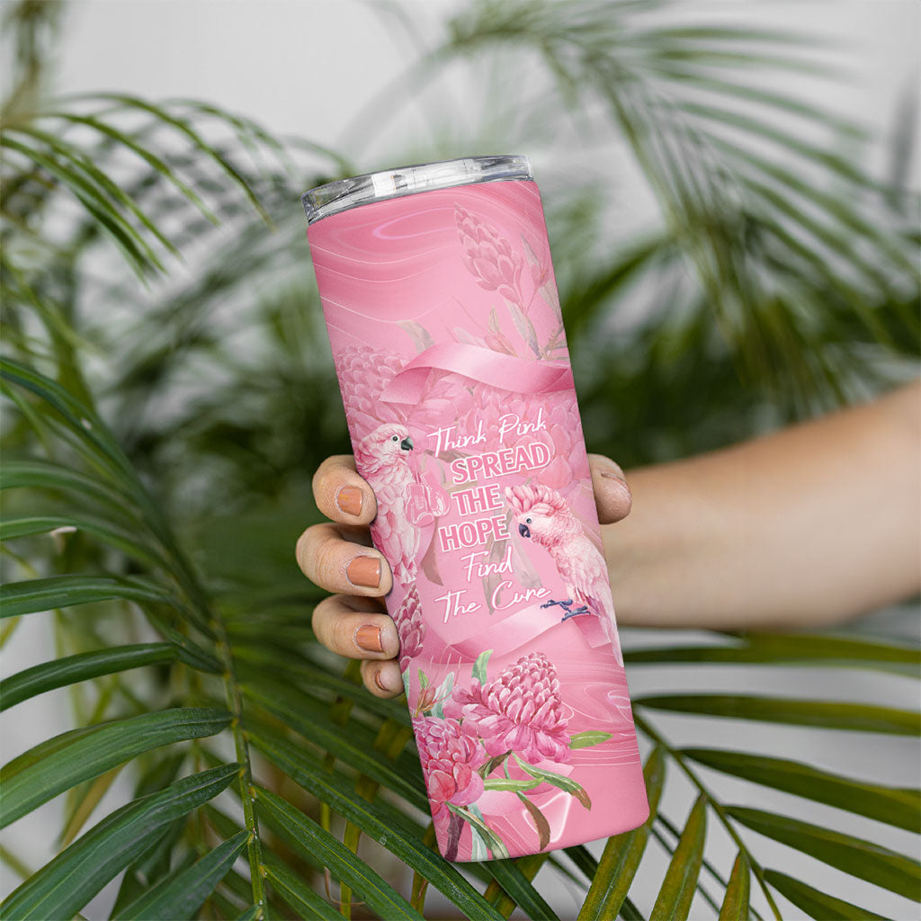 Australia Breast Cancer Support Skinny Tumbler Think Pink Cockatoos Ribbon