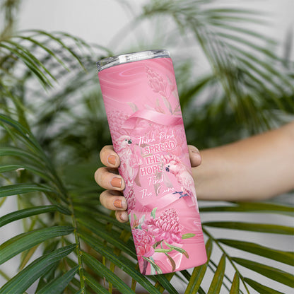 Australia Breast Cancer Support Skinny Tumbler Think Pink Cockatoos Ribbon
