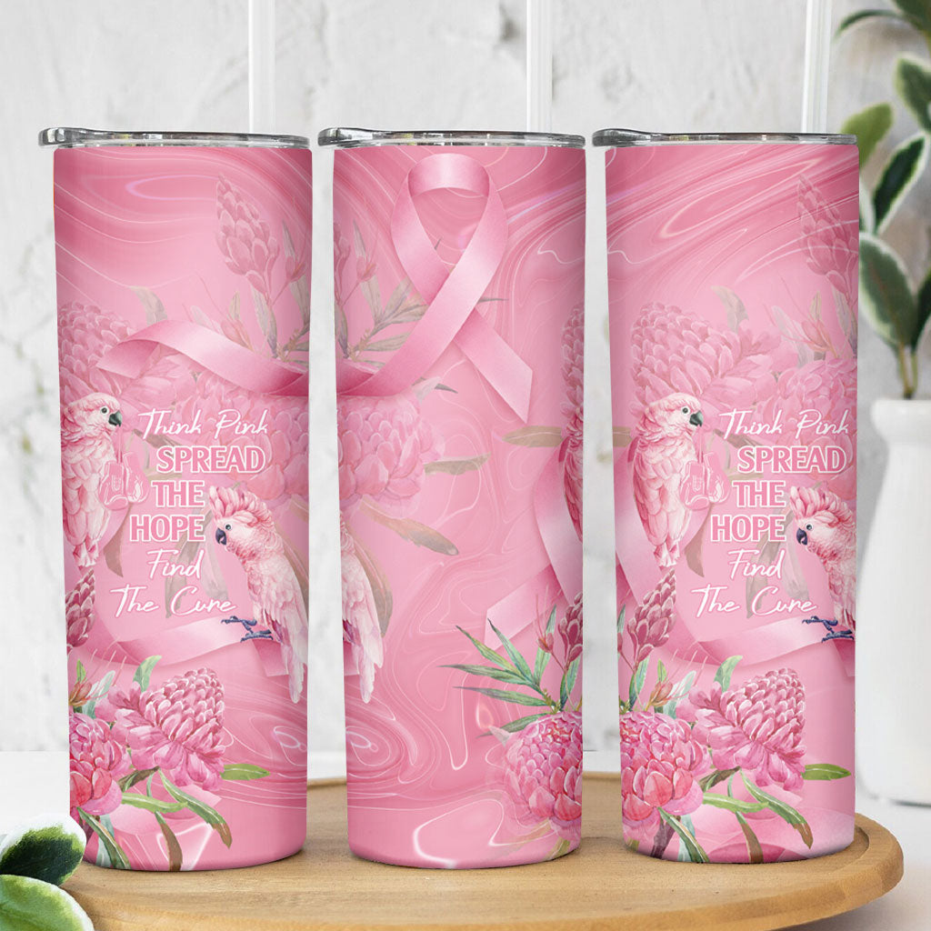 Australia Breast Cancer Support Skinny Tumbler Think Pink Cockatoos Ribbon