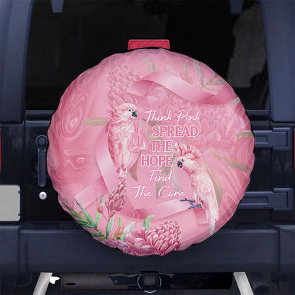 Australia Breast Cancer Support Spare Tire Cover Think Pink Cockatoos Ribbon