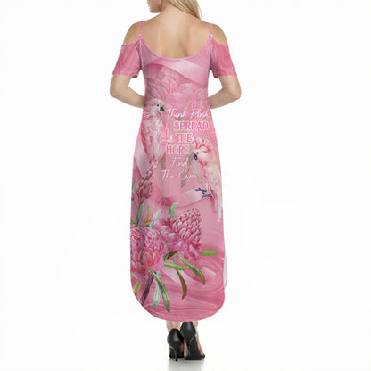 Australia Breast Cancer Support Summer Maxi Dress Think Pink Cockatoos Ribbon