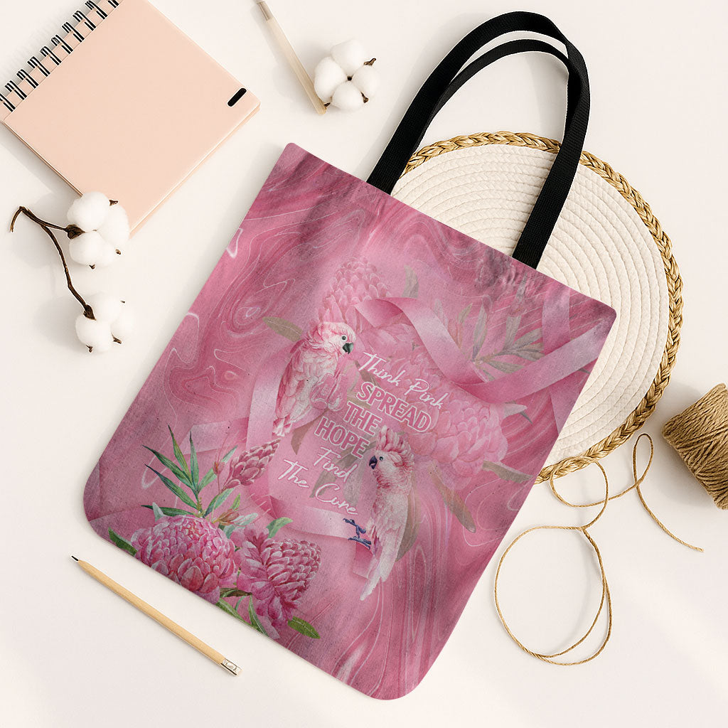 Australia Breast Cancer Support Tote Bag Think Pink Cockatoos Ribbon