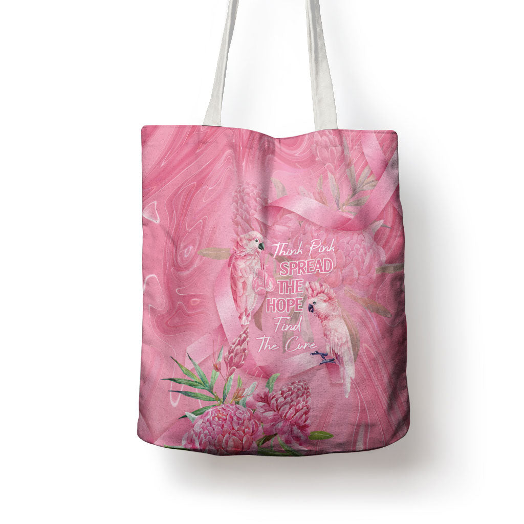 Australia Breast Cancer Support Tote Bag Think Pink Cockatoos Ribbon