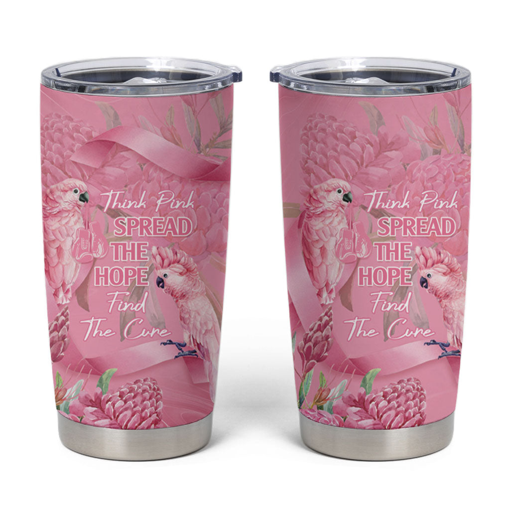 Australia Breast Cancer Support Tumbler Cup Think Pink Cockatoos Ribbon