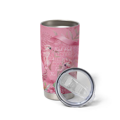 Australia Breast Cancer Support Tumbler Cup Think Pink Cockatoos Ribbon