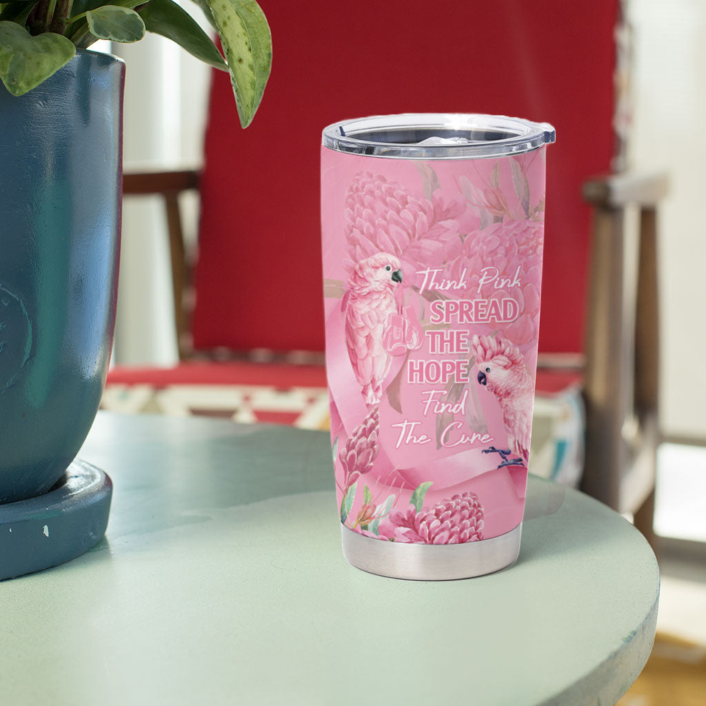 Australia Breast Cancer Support Tumbler Cup Think Pink Cockatoos Ribbon