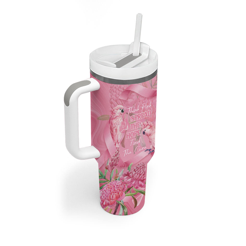 Australia Breast Cancer Support Tumbler With Handle Think Pink Cockatoos Ribbon