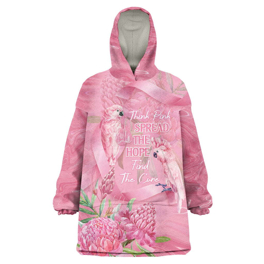Australia Breast Cancer Support Wearable Blanket Hoodie Think Pink Cockatoos Ribbon