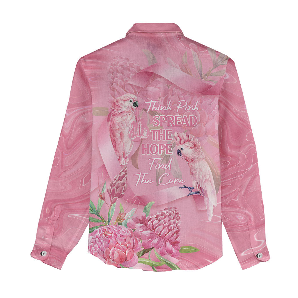 Australia Breast Cancer Support Women Casual Shirt Think Pink Cockatoos Ribbon