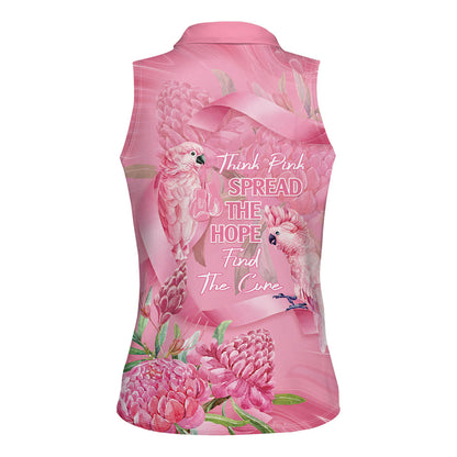 Australia Breast Cancer Support Women Sleeveless Polo Shirt Think Pink Cockatoos Ribbon