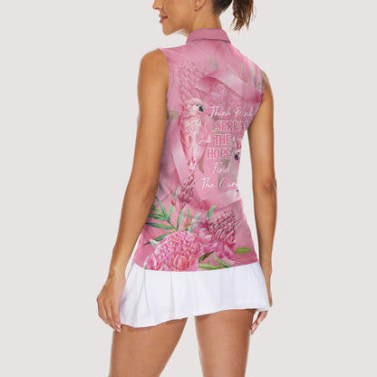 Australia Breast Cancer Support Women Sleeveless Polo Shirt Think Pink Cockatoos Ribbon