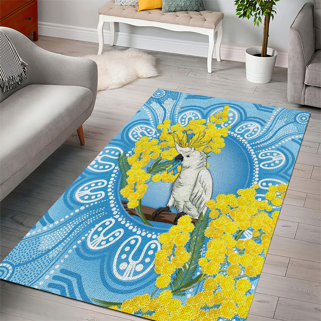 World Diabetes Day Australia Area Rug Yellow-crested Cockatoo Golden Wattle Aboriginal