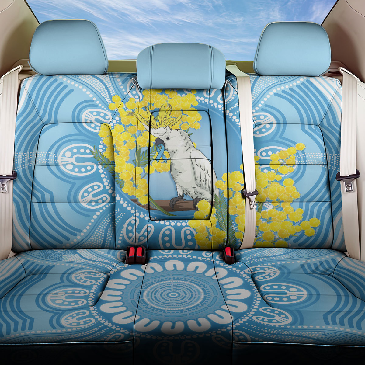 World Diabetes Day Australia Back Car Seat Cover Yellow-crested Cockatoo Golden Wattle Aboriginal