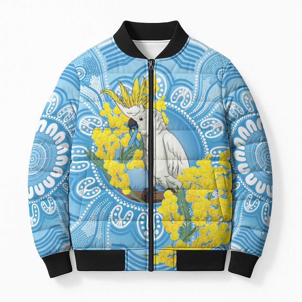 World Diabetes Day Australia Bomber Puffer Jacket Yellow-crested Cockatoo Golden Wattle Aboriginal