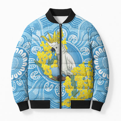 World Diabetes Day Australia Bomber Puffer Jacket Yellow-crested Cockatoo Golden Wattle Aboriginal