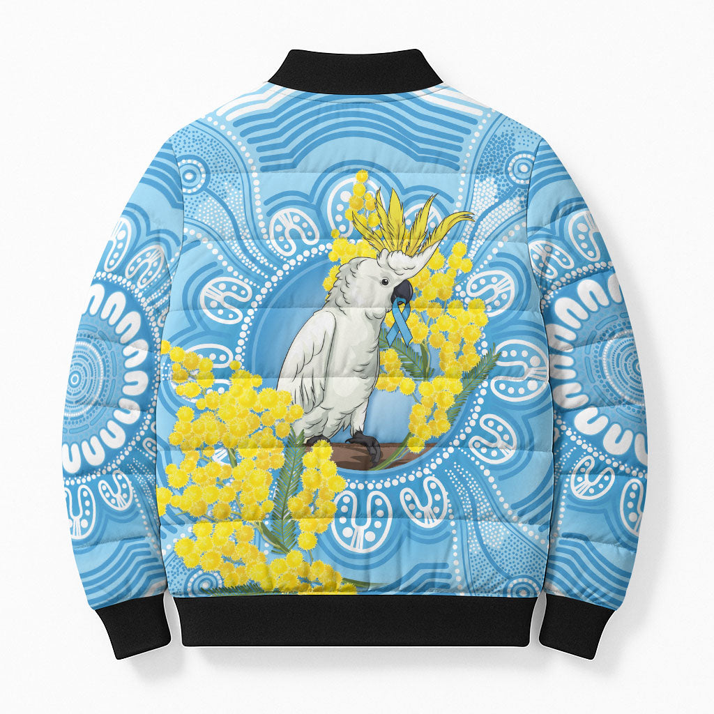 World Diabetes Day Australia Bomber Puffer Jacket Yellow-crested Cockatoo Golden Wattle Aboriginal