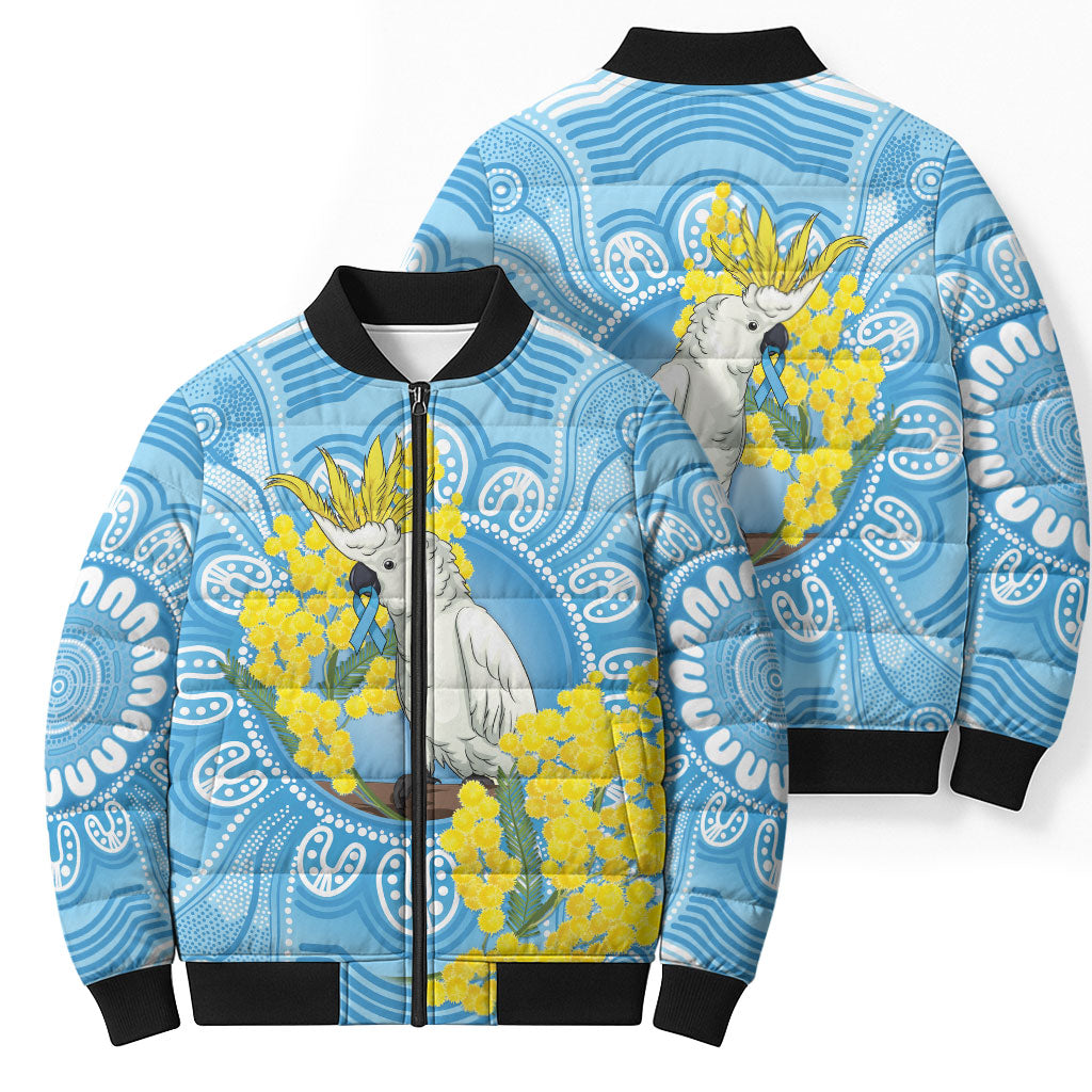 World Diabetes Day Australia Bomber Puffer Jacket Yellow-crested Cockatoo Golden Wattle Aboriginal