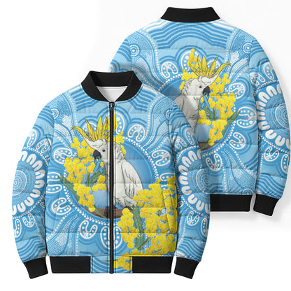 World Diabetes Day Australia Bomber Puffer Jacket Yellow-crested Cockatoo Golden Wattle Aboriginal