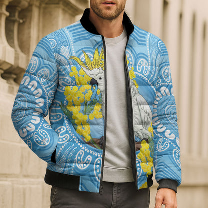 World Diabetes Day Australia Bomber Puffer Jacket Yellow-crested Cockatoo Golden Wattle Aboriginal