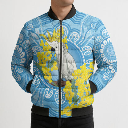 World Diabetes Day Australia Bomber Puffer Jacket Yellow-crested Cockatoo Golden Wattle Aboriginal