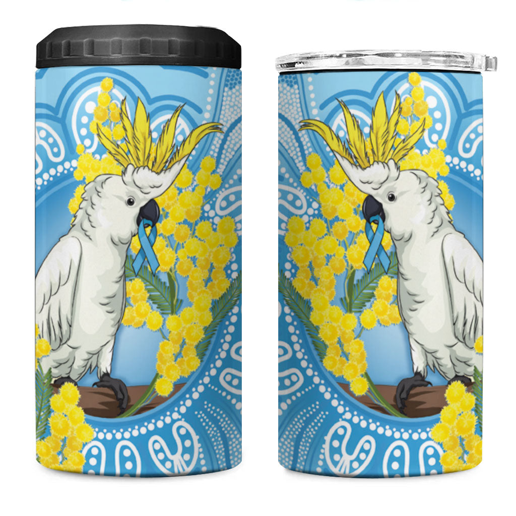 World Diabetes Day Australia 4 in 1 Can Cooler Tumbler Yellow-crested Cockatoo Golden Wattle Aboriginal