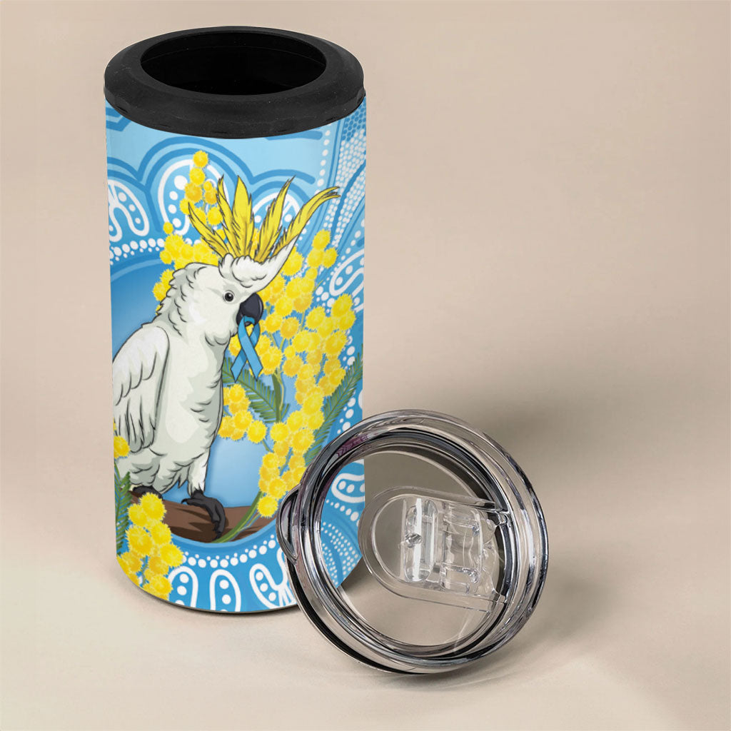 World Diabetes Day Australia 4 in 1 Can Cooler Tumbler Yellow-crested Cockatoo Golden Wattle Aboriginal
