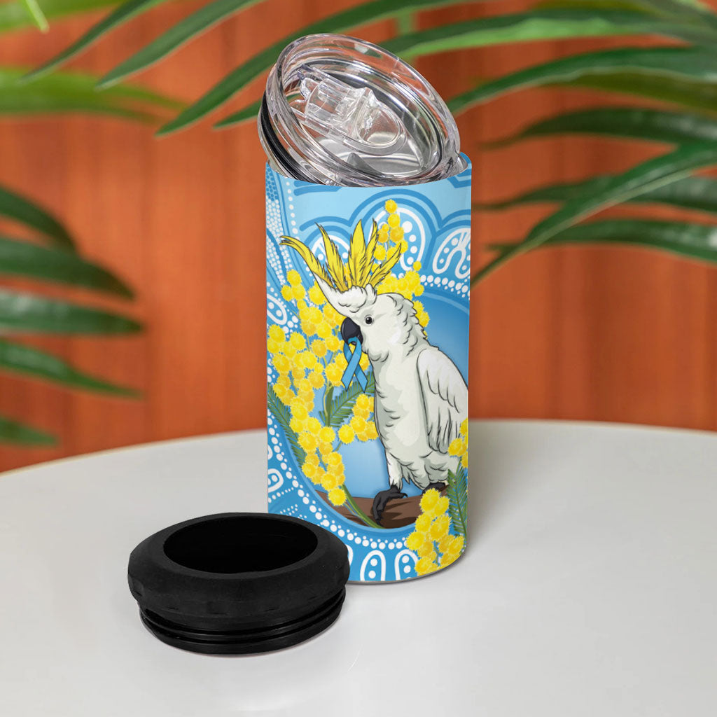 World Diabetes Day Australia 4 in 1 Can Cooler Tumbler Yellow-crested Cockatoo Golden Wattle Aboriginal