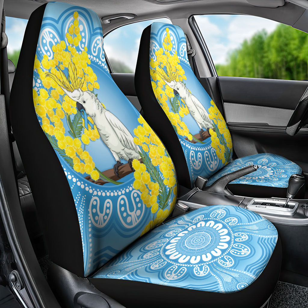 World Diabetes Day Australia Car Seat Cover Yellow-crested Cockatoo Golden Wattle Aboriginal