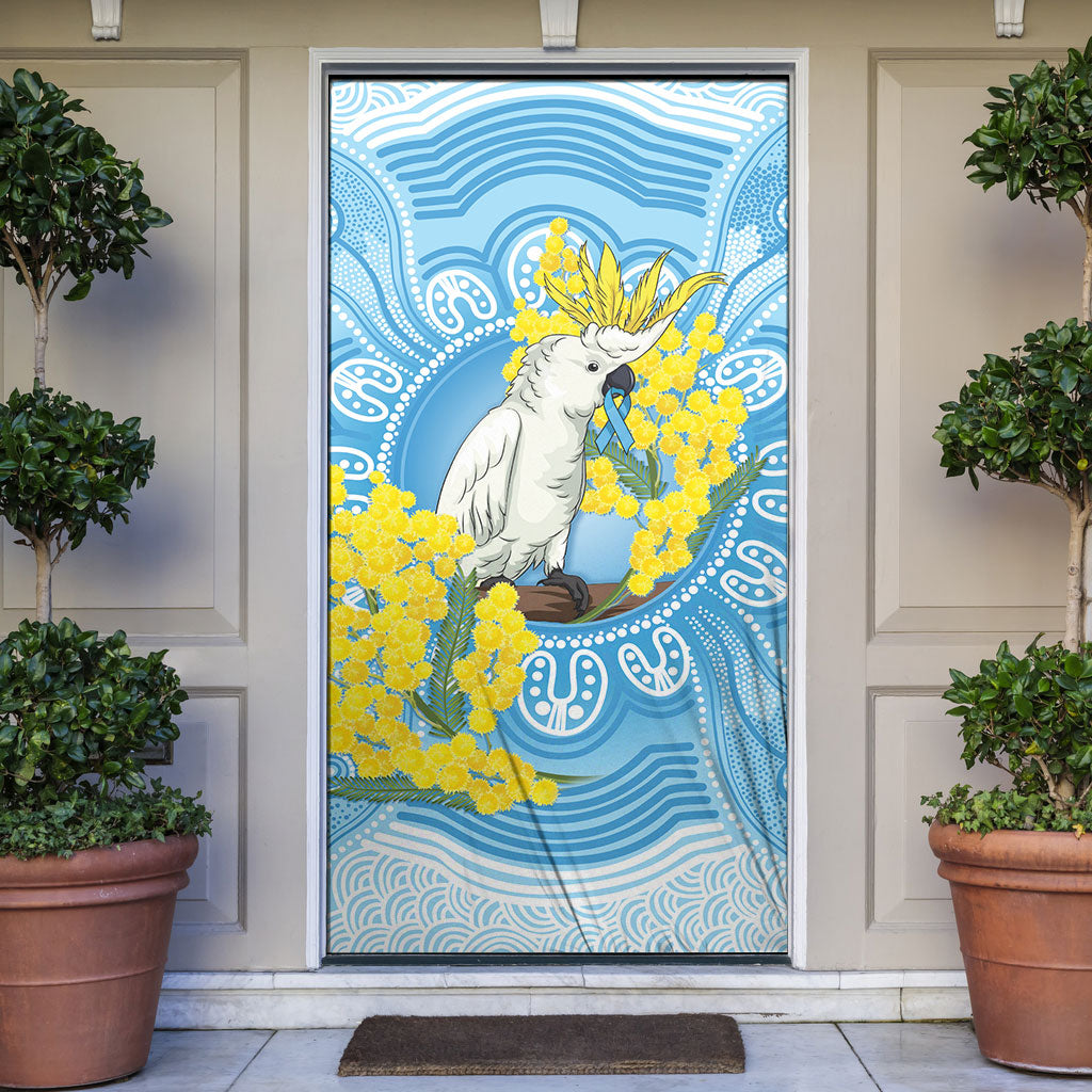 World Diabetes Day Australia Door Cover Yellow-crested Cockatoo Golden Wattle Aboriginal