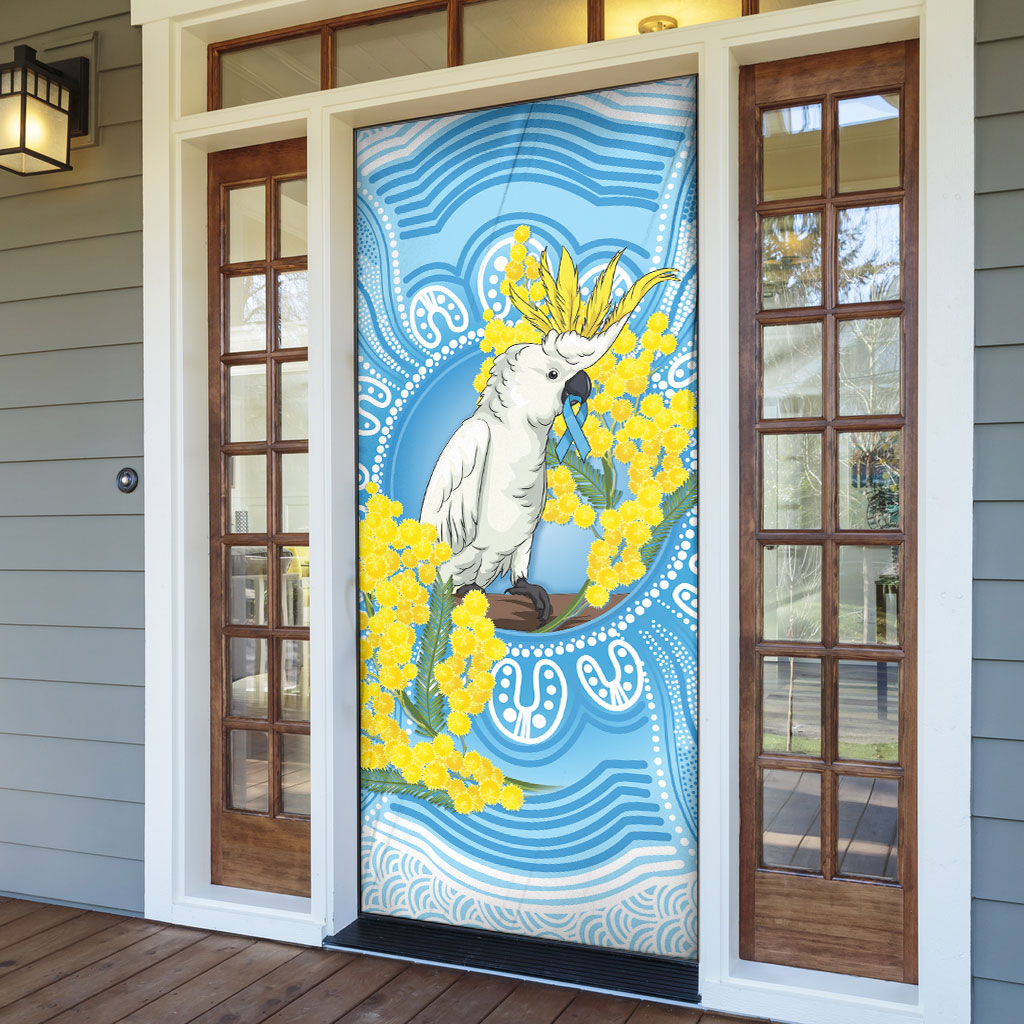 World Diabetes Day Australia Door Cover Yellow-crested Cockatoo Golden Wattle Aboriginal