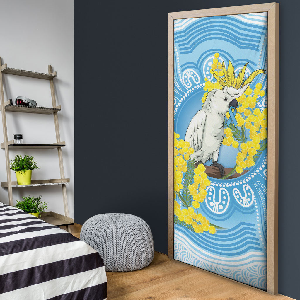 World Diabetes Day Australia Door Cover Yellow-crested Cockatoo Golden Wattle Aboriginal