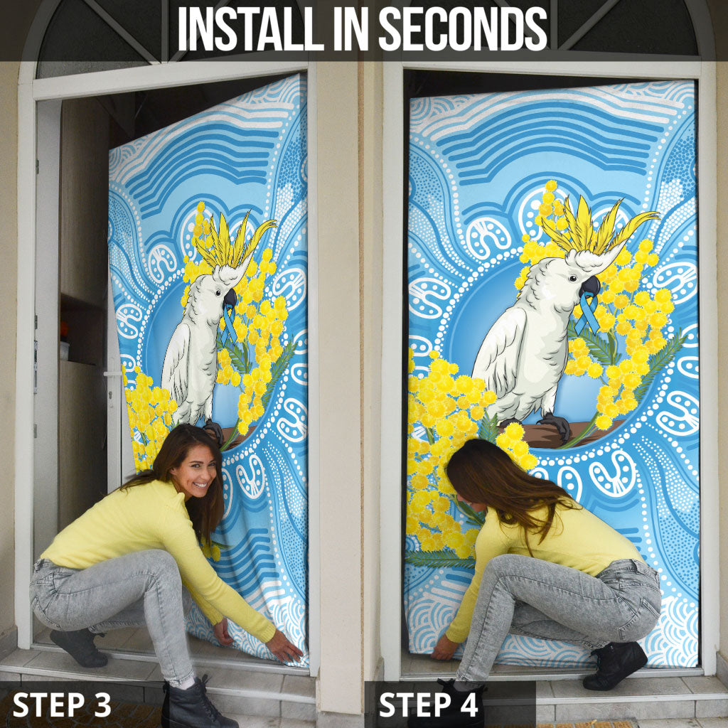 World Diabetes Day Australia Door Cover Yellow-crested Cockatoo Golden Wattle Aboriginal