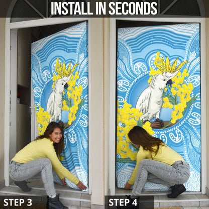 World Diabetes Day Australia Door Cover Yellow-crested Cockatoo Golden Wattle Aboriginal