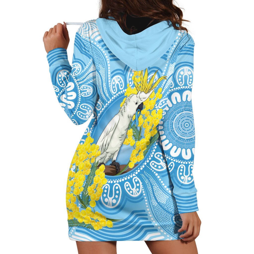 World Diabetes Day Australia Hoodie Dress Yellow-crested Cockatoo Golden Wattle Aboriginal